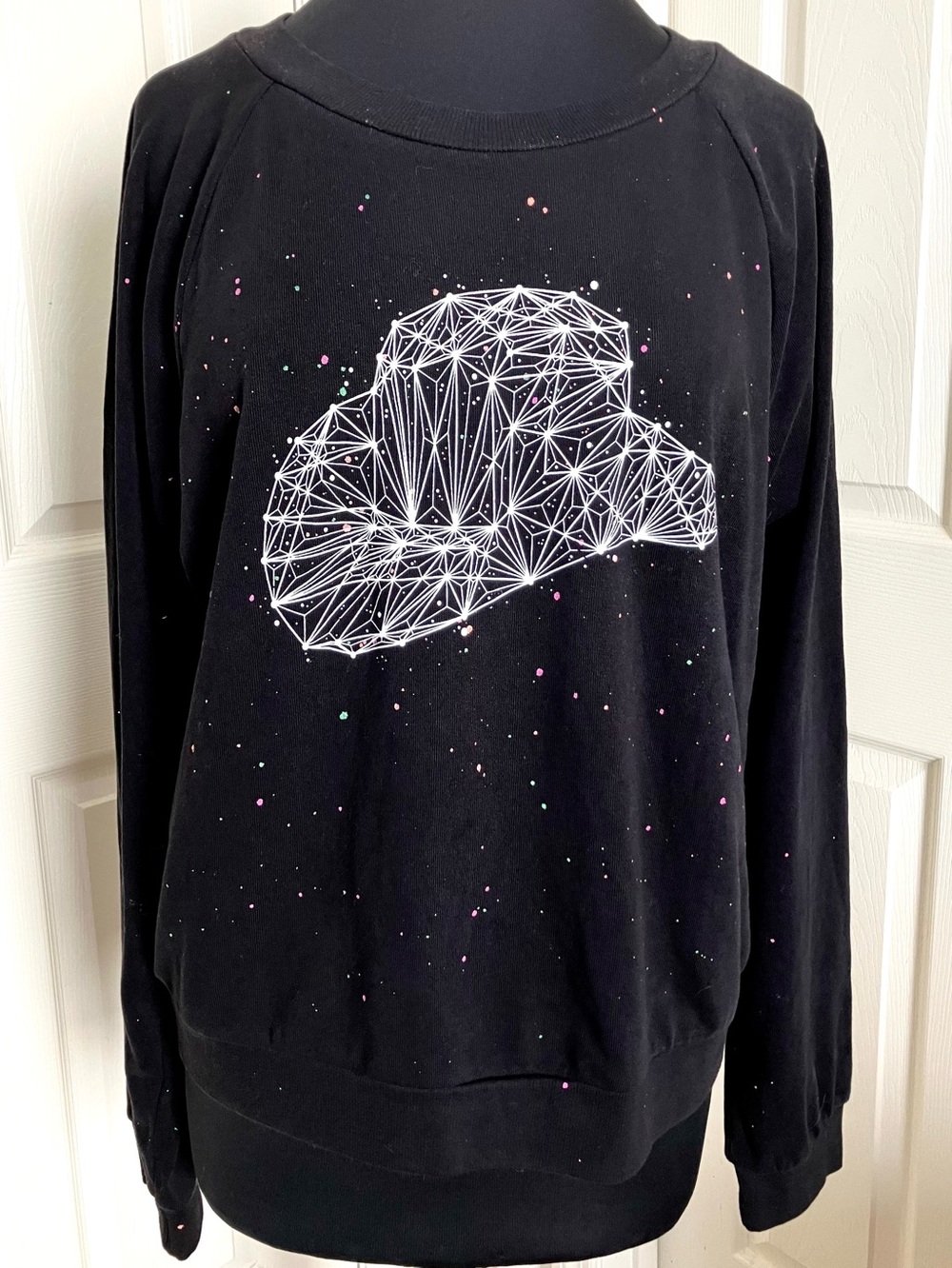 NWOT Wildfox “Constellation Cowboy” Fiona Graphic Crew Sweatshirt Black Sz. XL